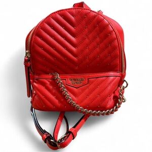 Victoria's Secret Scarlet red Quilted stuffed mini Backpack like new
